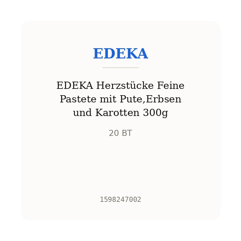 EDEKA Herzstücke Feine Pastete mit Pute,Erbsen und Karotten 300g