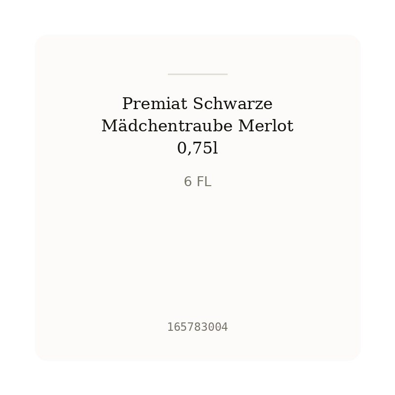 Premiat Schwarze Mädchentraube Merlot 0,75l