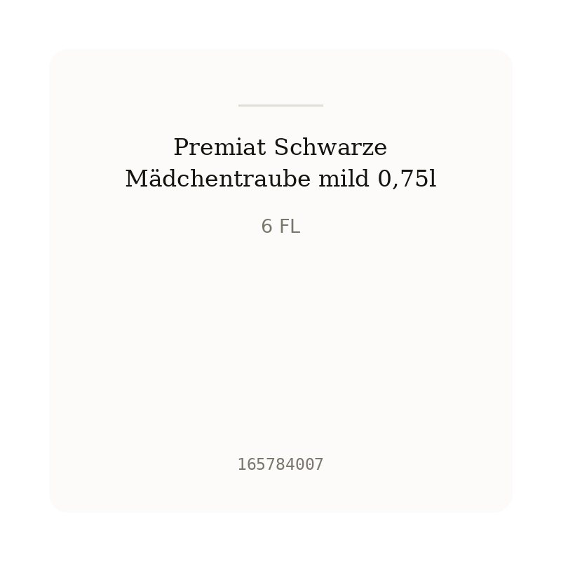 Premiat Schwarze Mädchentraube mild 0,75l