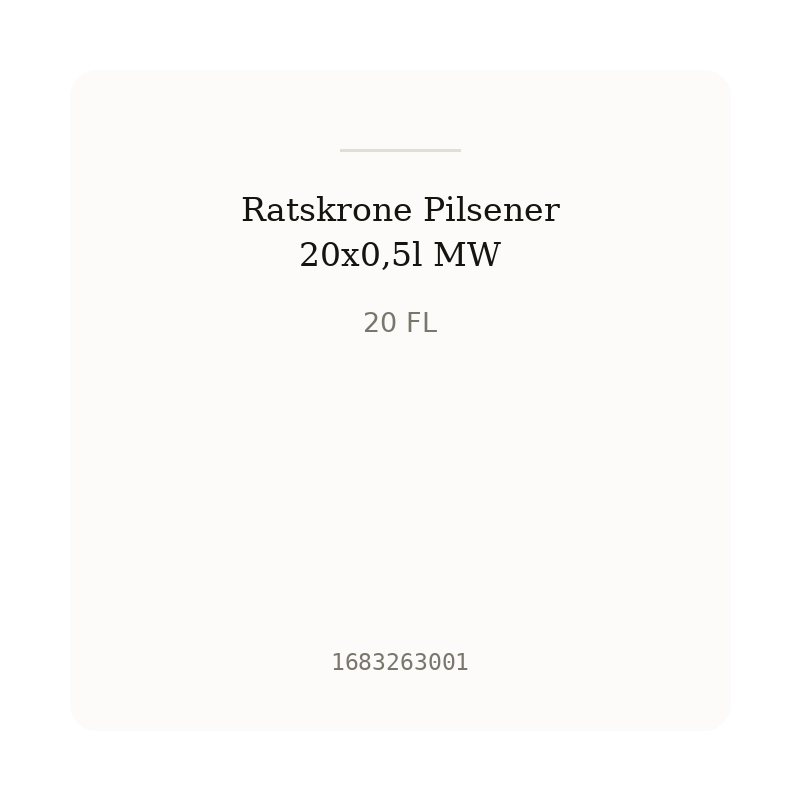 Ratskrone Pilsener 20x0,5l MW