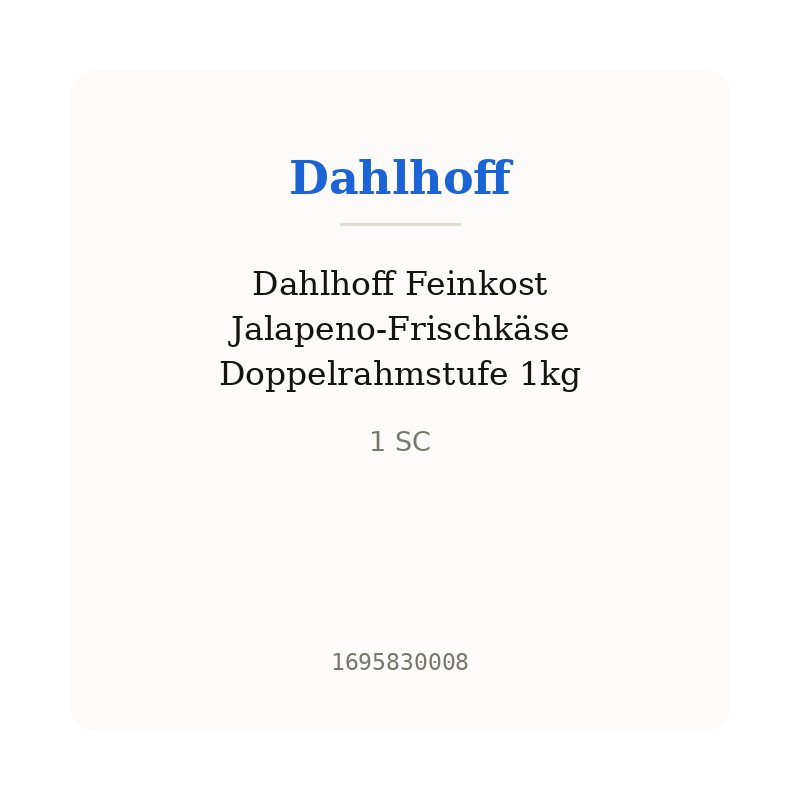 Dahlhoff Feinkost Jalapeno-Frischkäse Doppelrahmstufe 1kg