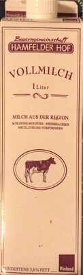 Bio Hamfelder Hof Vollmilch 3,8% länger haltbar 1l