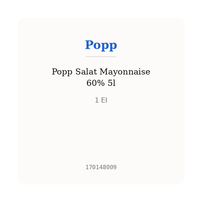 Popp Salat Mayonnaise 60% 5l