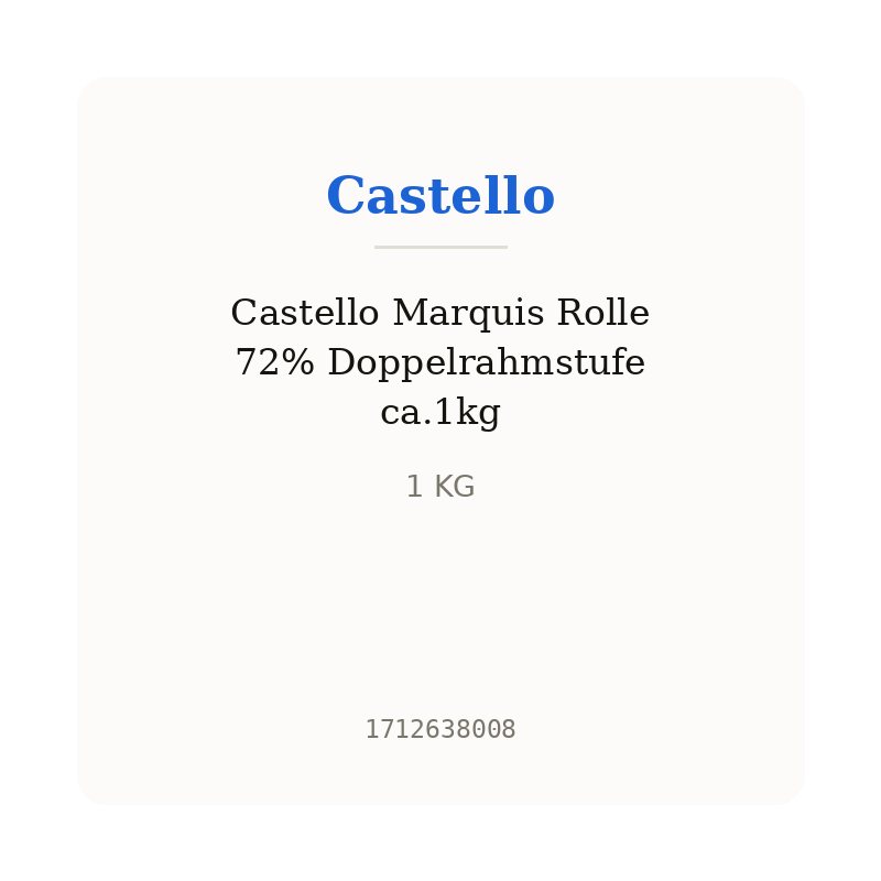 Castello Marquis Rolle 72% Doppelrahmstufe ca.1kg