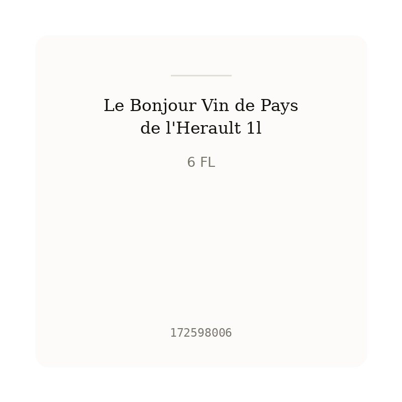 Le Bonjour Vin de Pays de l'Herault 1l