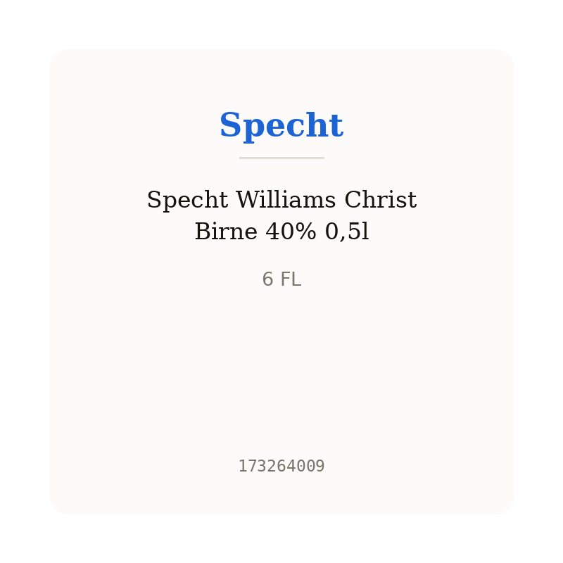 Specht Williams Christ Birne 40% 0,5l