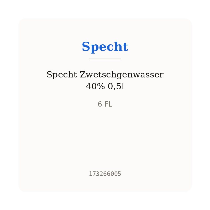 Specht Zwetschgenwasser 40% 0,5l
