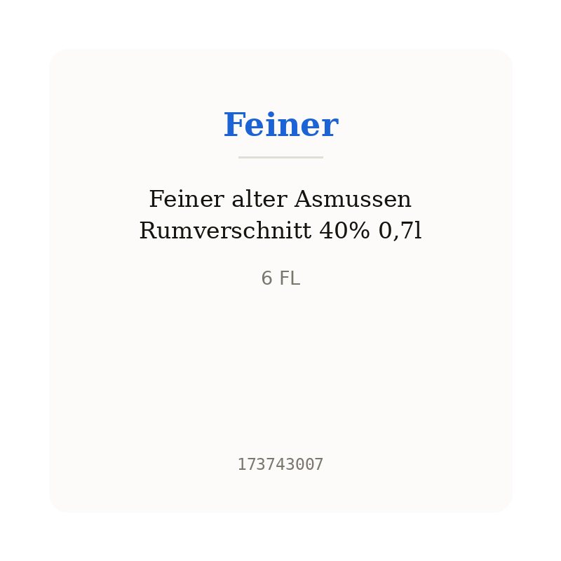 Feiner alter Asmussen Rumverschnitt 40% 0,7l