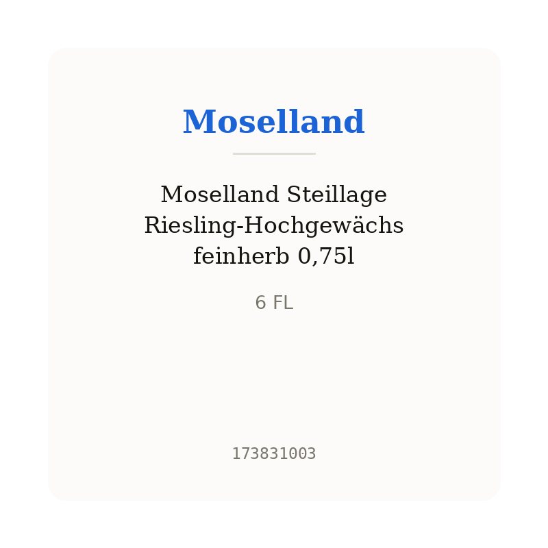 Moselland Steillage Riesling-Hochgewächs feinherb 0,75l