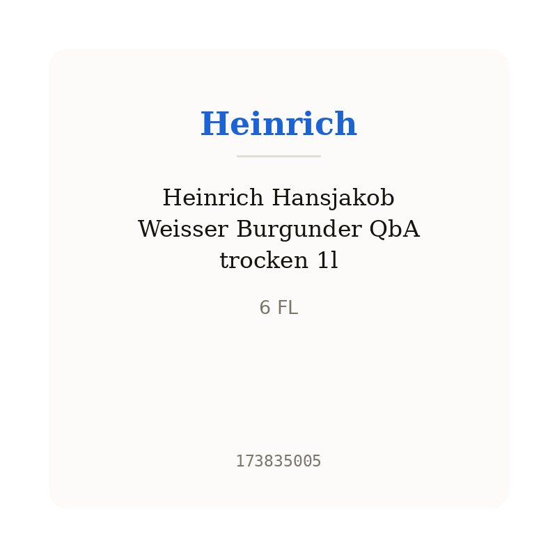 Heinrich Hansjakob Weisser Burgunder QbA trocken 1l
