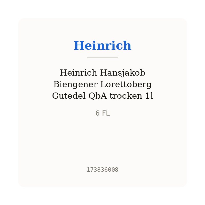 Heinrich Hansjakob Biengener Lorettoberg Gutedel QbA trocken 1l