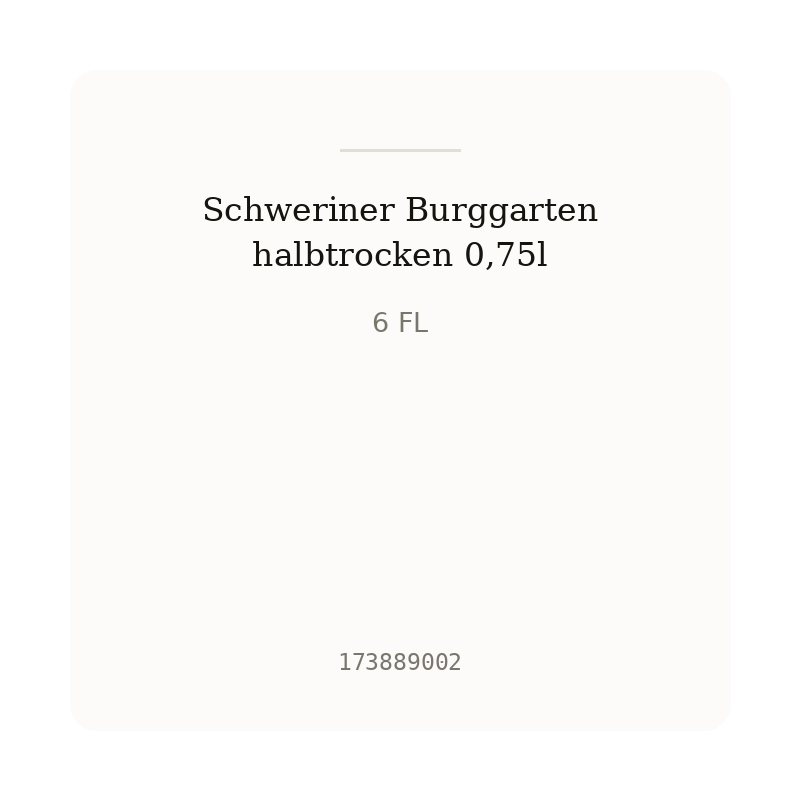 Schweriner Burggarten halbtrocken 0,75l