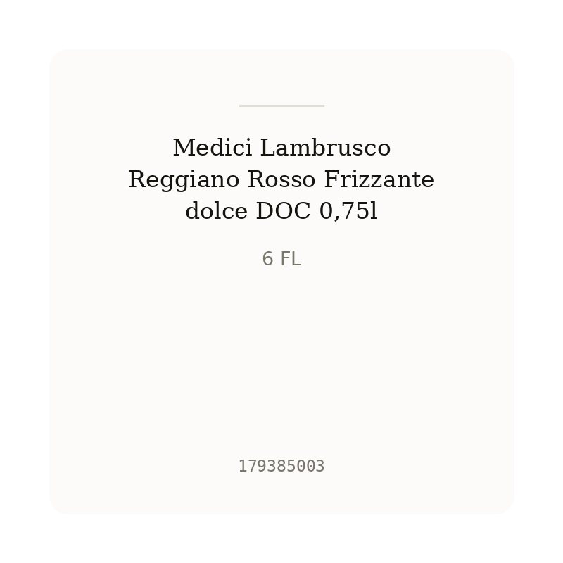 Medici Lambrusco Reggiano Rosso Frizzante dolce DOC 0,75l