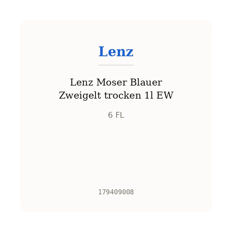 Lenz Moser Blauer Zweigelt trocken 1l EW