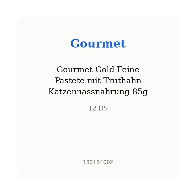 Gourmet Gold Feine Pastete mit Truthahn Katzennassnahrung 85g