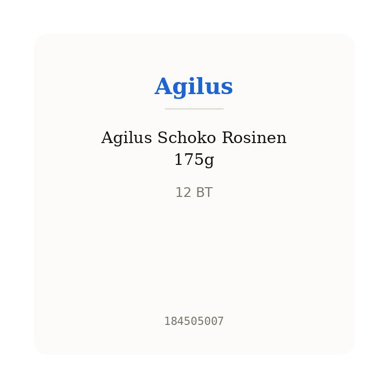 Agilus Schoko Rosinen 175g