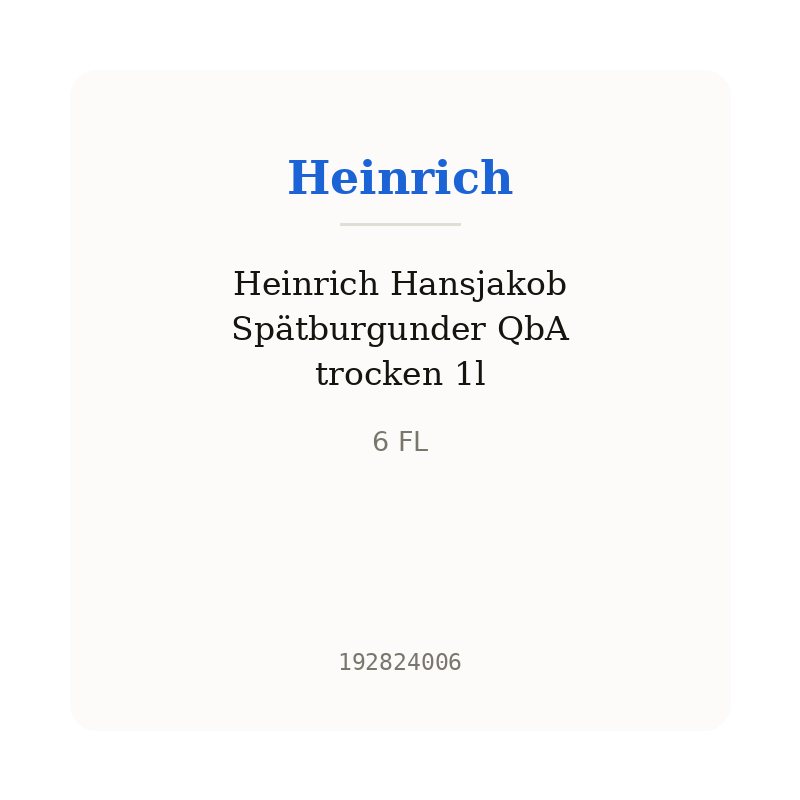 Heinrich Hansjakob Spätburgunder QbA trocken 1l