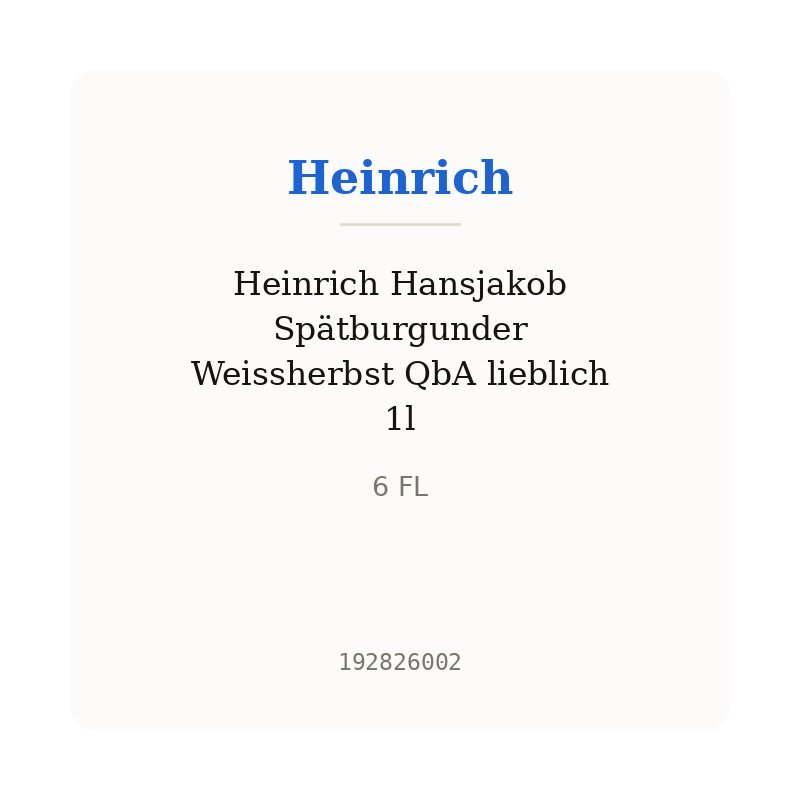 Heinrich Hansjakob Spätburgunder Weissherbst QbA lieblich 1l