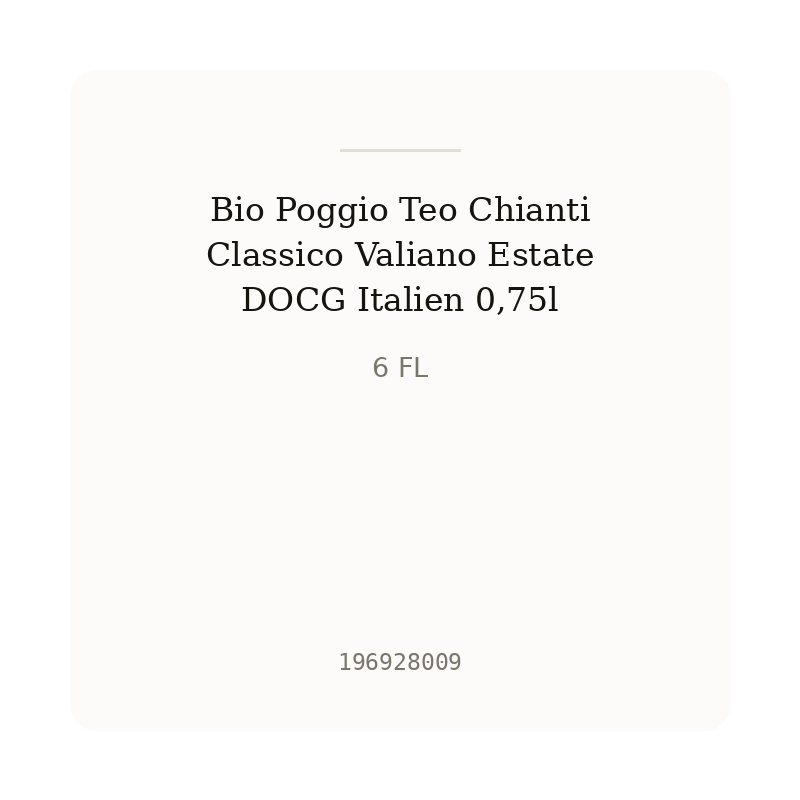 Bio Poggio Teo Chianti Classico Valiano Estate DOCG Italien 0,75l