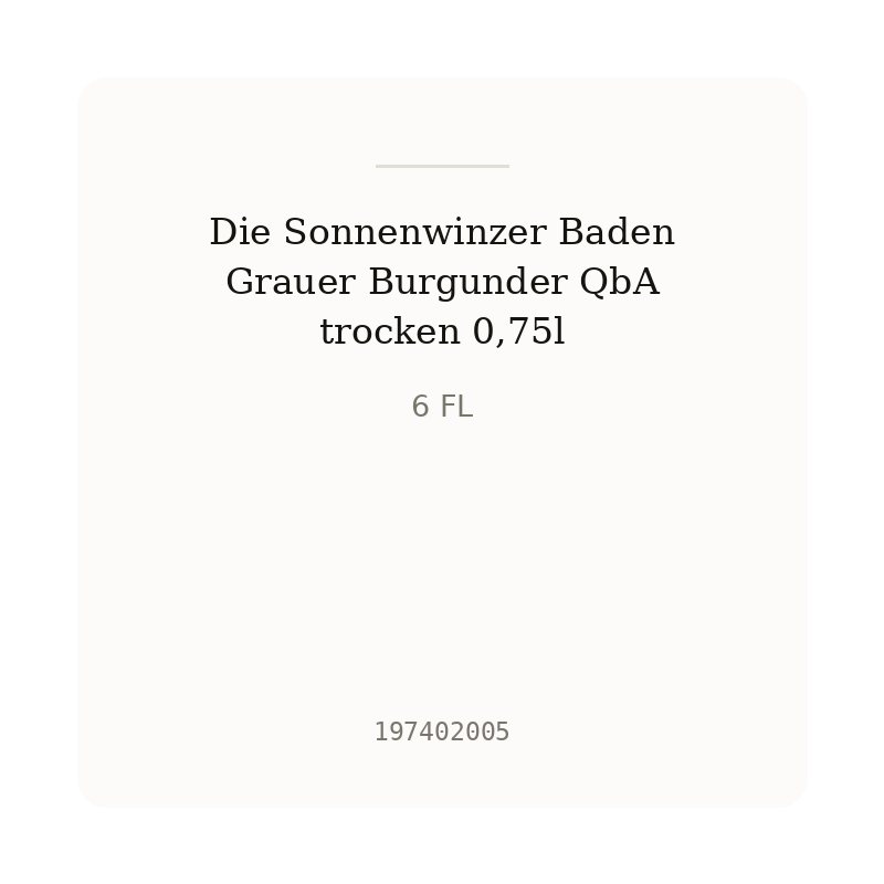 Die Sonnenwinzer Baden Grauer Burgunder QbA trocken 0,75l