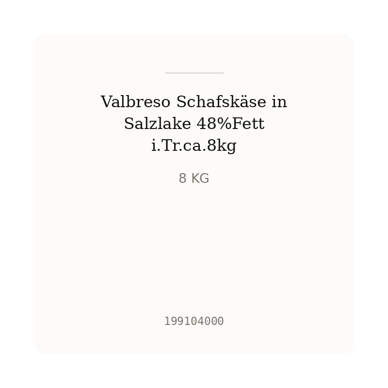 Valbreso Schafskäse in Salzlake 48%Fett i.Tr.ca.8kg