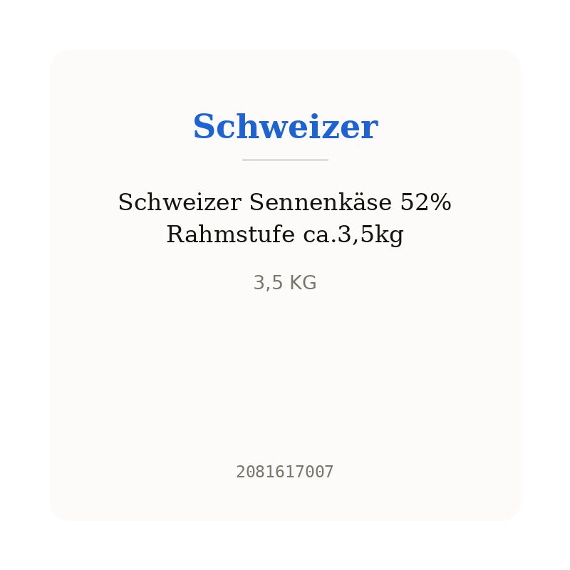 Schweizer Sennenkäse 52% Rahmstufe ca.3,5kg
