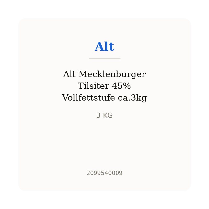 Alt Mecklenburger Tilsiter 45% Vollfettstufe ca.3kg