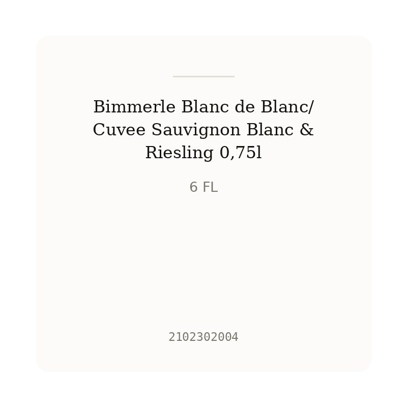 Bimmerle Blanc de Blanc/ Cuvee Sauvignon Blanc & Riesling 0,75l