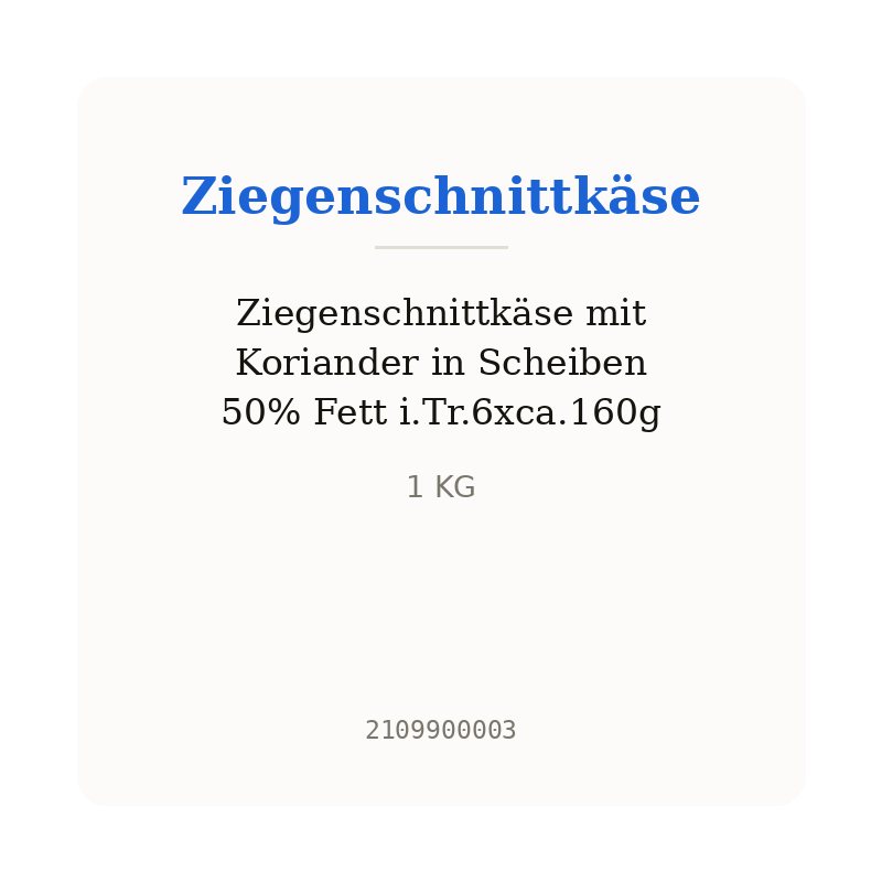 Ziegenschnittkäse mit Koriander in Scheiben 50% Fett i.Tr.6xca.160g