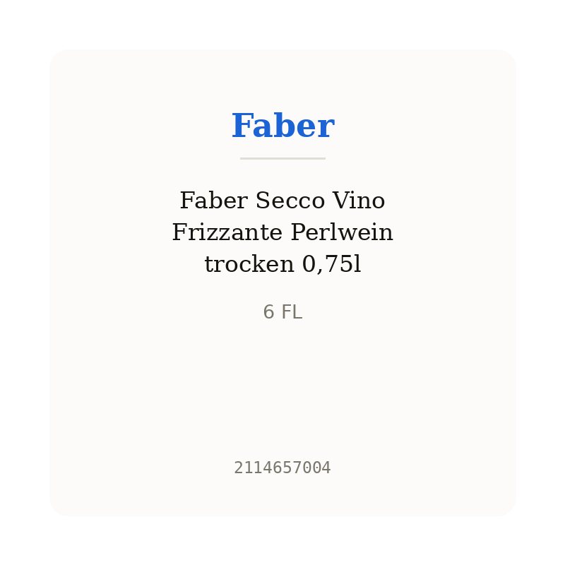 Faber Secco Vino Frizzante Perlwein trocken 0,75l