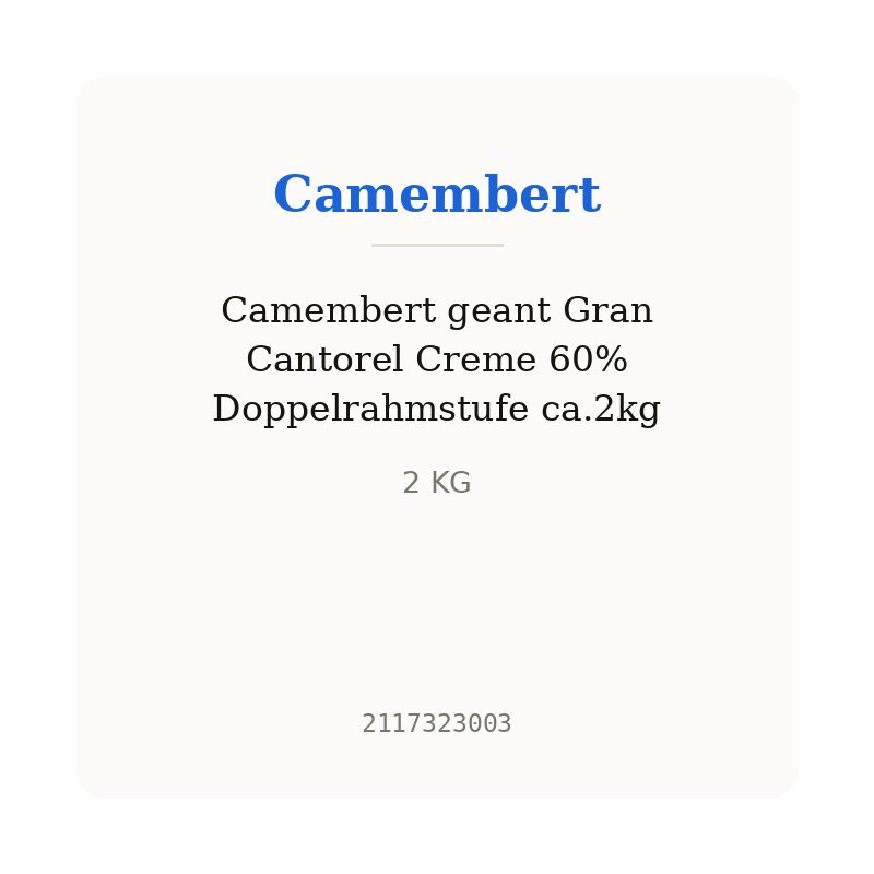Camembert geant Gran Cantorel Creme 60% Doppelrahmstufe ca.2kg