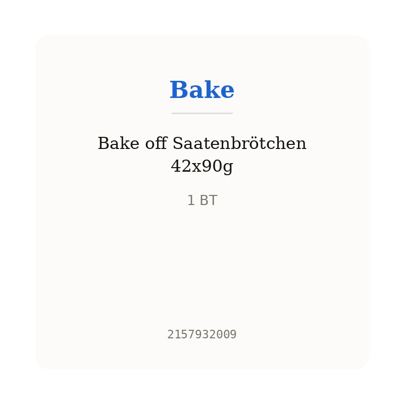 Bake off Saatenbrötchen 42x90g