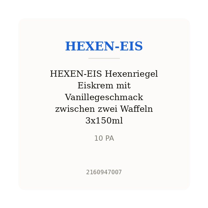 HEXEN-EIS Hexenriegel Eiskrem mit Vanillegeschmack zwischen zwei Waffeln 3x150ml