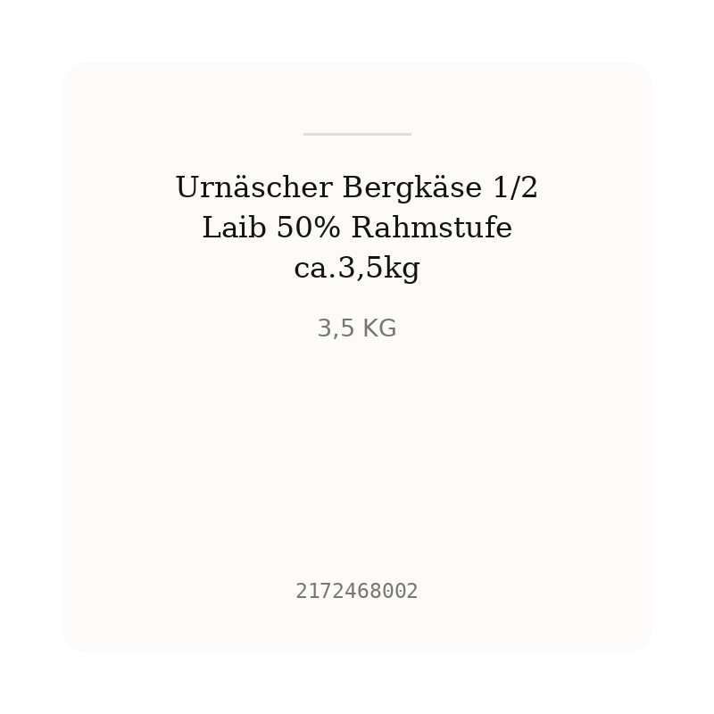 Urnäscher Bergkäse 1/2 Laib 50% Rahmstufe ca.3,5kg