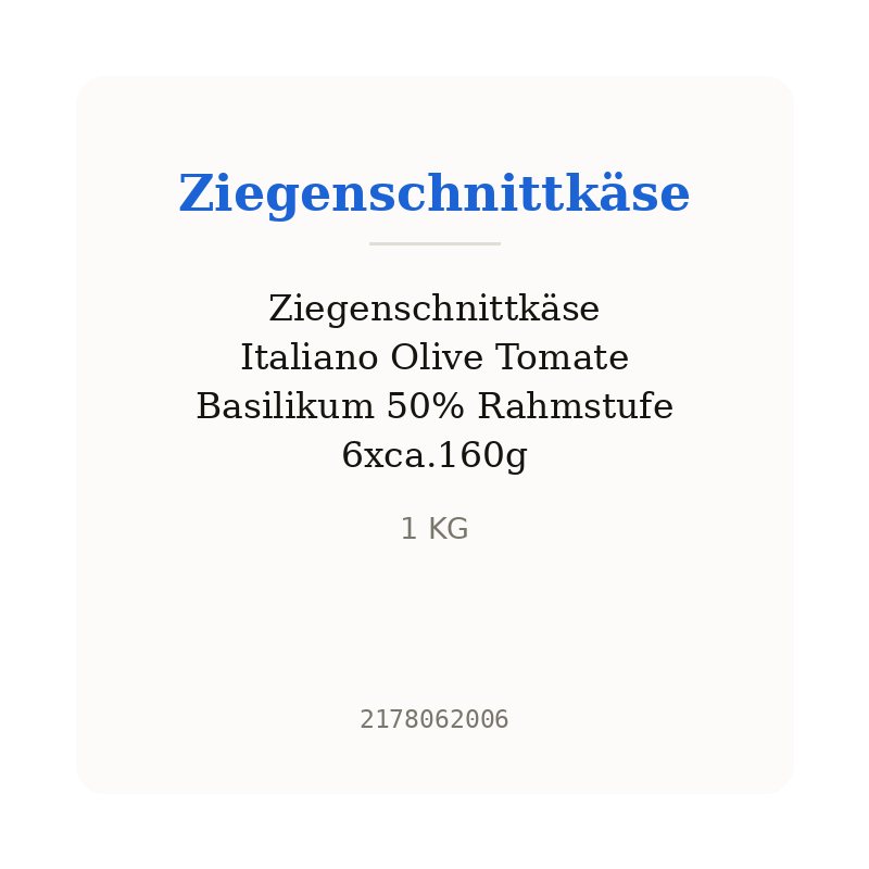 Ziegenschnittkäse Italiano Olive Tomate Basilikum 50% Rahmstufe 6xca.160g