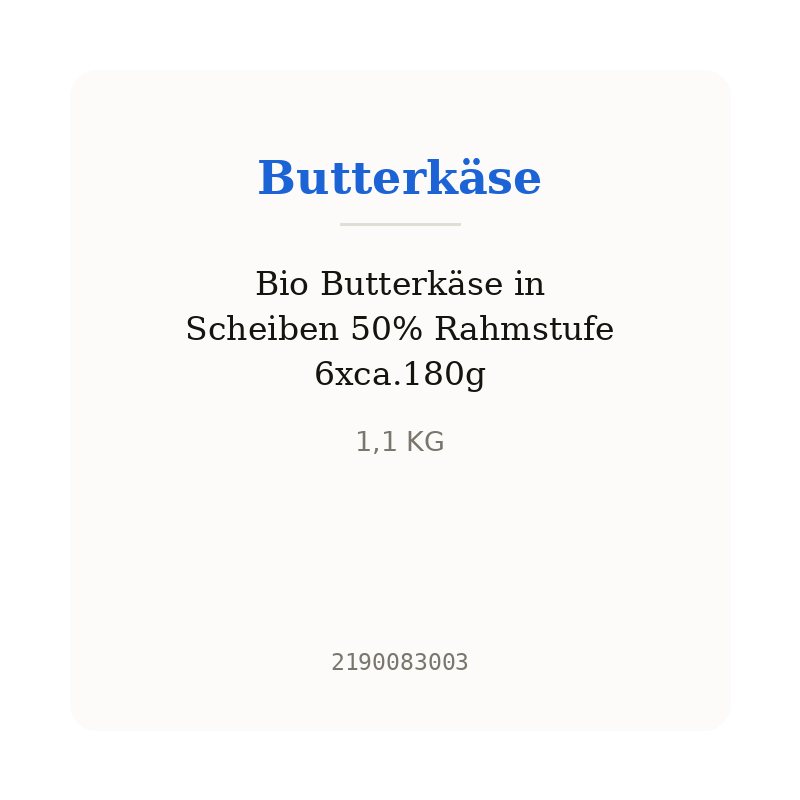 Bio Butterkäse in Scheiben 50% Rahmstufe 6xca.180g