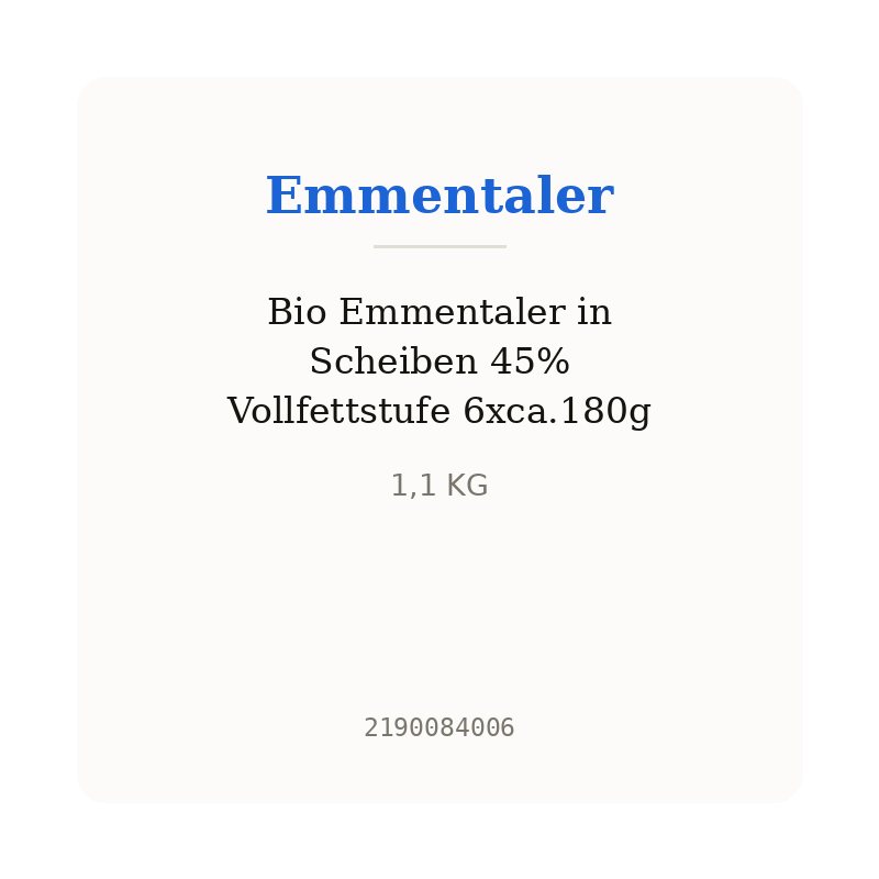 Bio Emmentaler in Scheiben 45% Vollfettstufe 6xca.180g