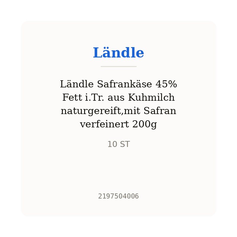 Ländle Safrankäse 45% Fett i.Tr. aus Kuhmilch naturgereift,mit Safran verfeinert 200g