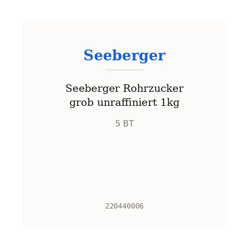 Seeberger Rohrzucker grob unraffiniert 1kg