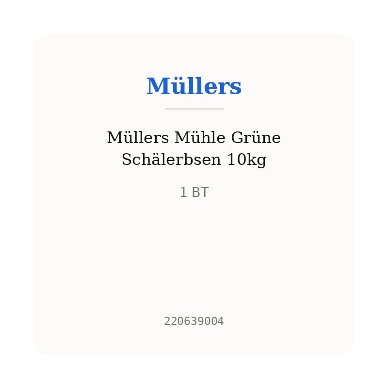 Müllers Mühle Grüne Schälerbsen 10kg