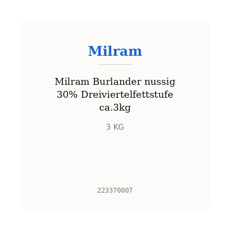Milram Burlander nussig 30% Dreiviertelfettstufe ca.3kg