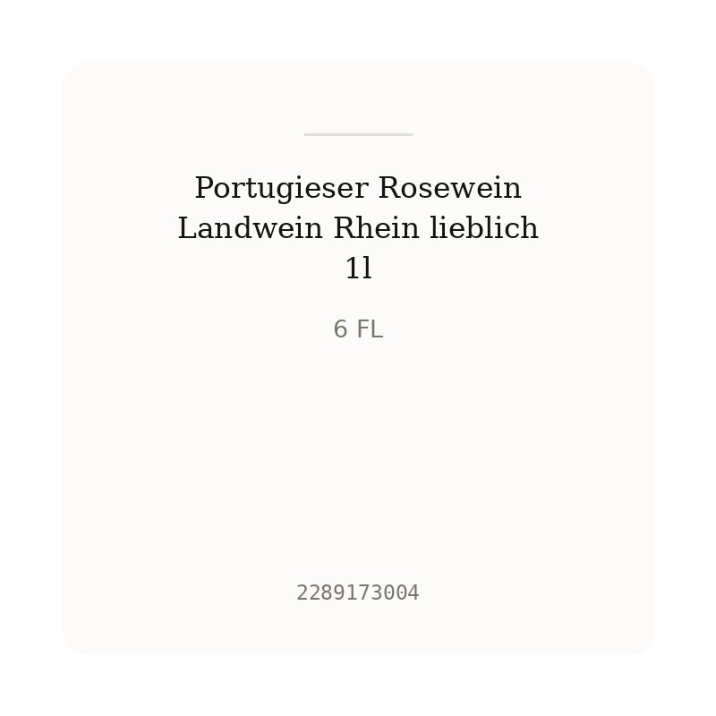 Portugieser Rosewein Landwein Rhein lieblich 1l