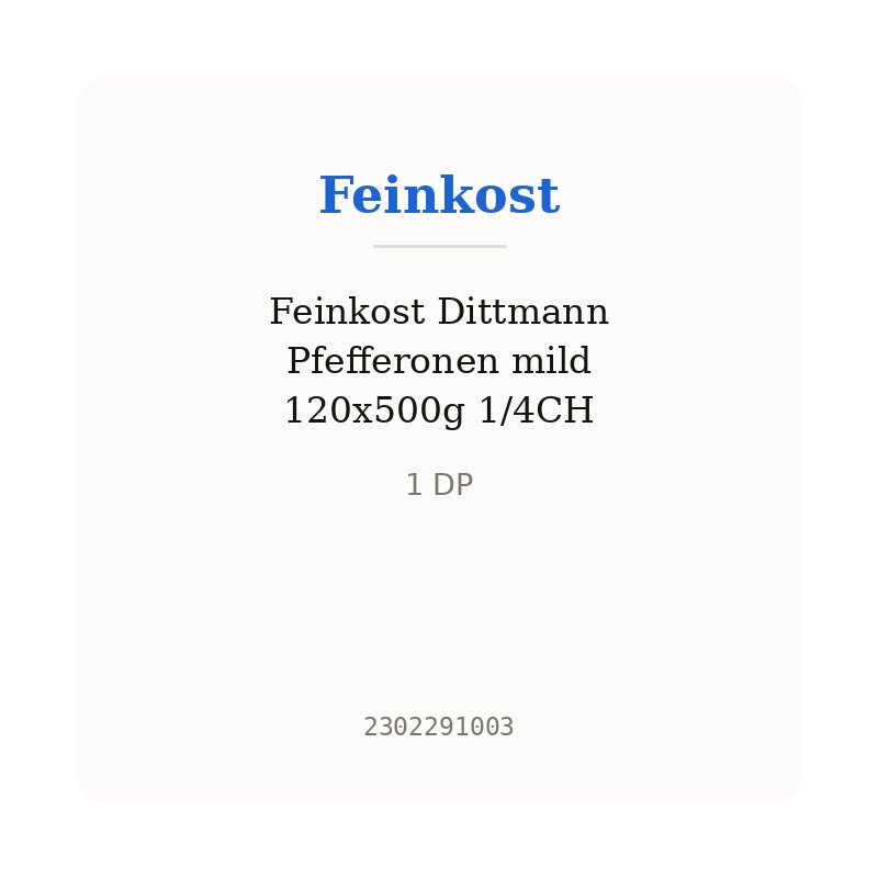 Feinkost Dittmann Pfefferonen mild 120x500g 1/4CH