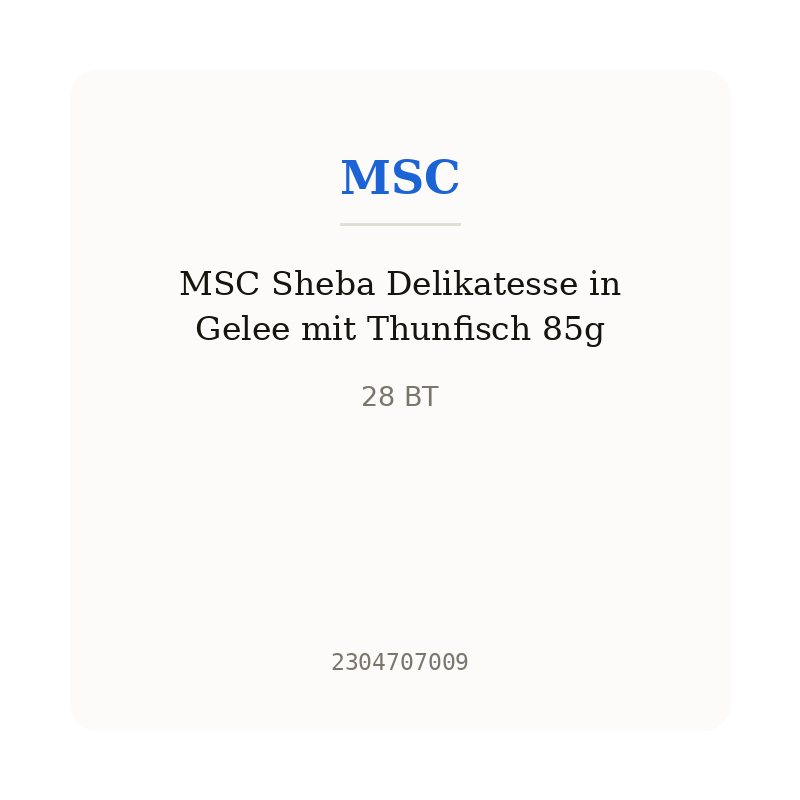 MSC Sheba Delikatesse in Gelee mit Thunfisch 85g