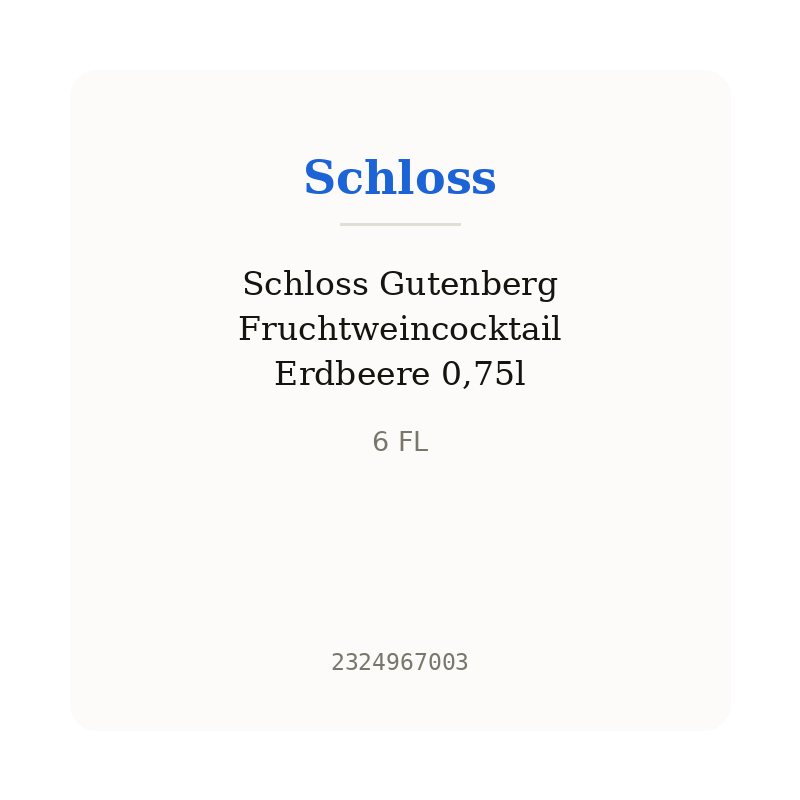 Schloss Gutenberg Fruchtweincocktail Erdbeere 0,75l