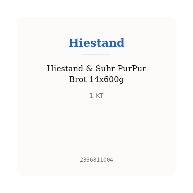 Hiestand & Suhr PurPur Brot 14x600g