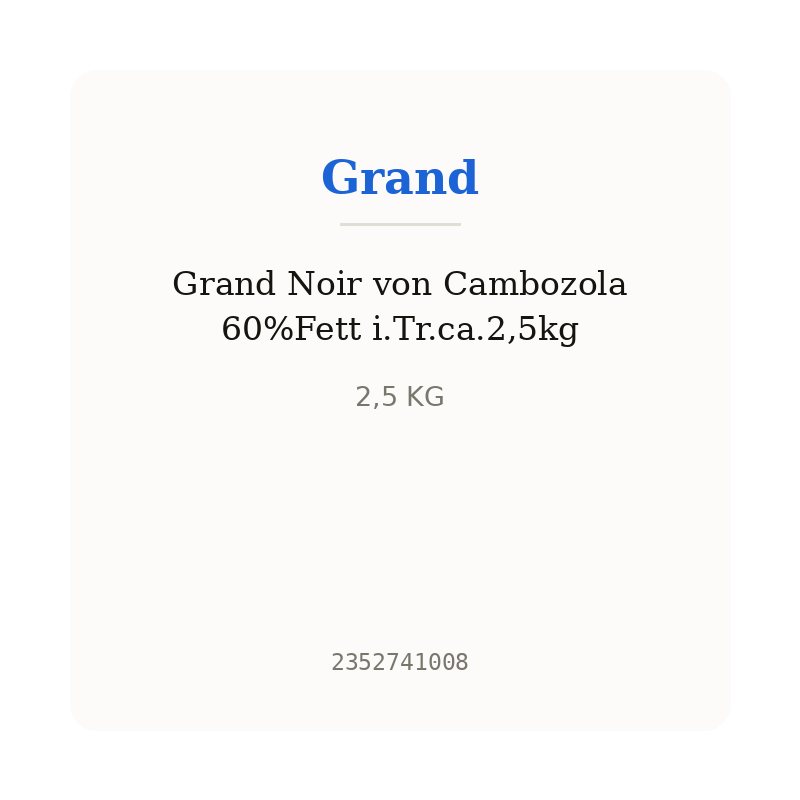 Grand Noir von Cambozola 60%Fett i.Tr.ca.2,5kg