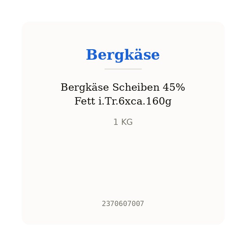 Bergkäse Scheiben 45% Fett i.Tr.6xca.160g