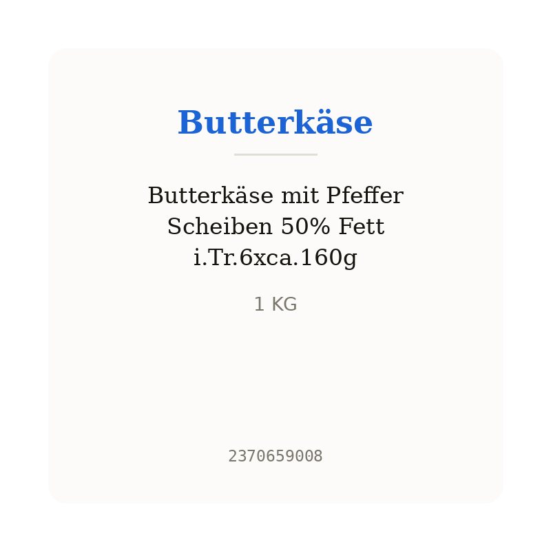 Butterkäse mit Pfeffer Scheiben 50% Fett i.Tr.6xca.160g