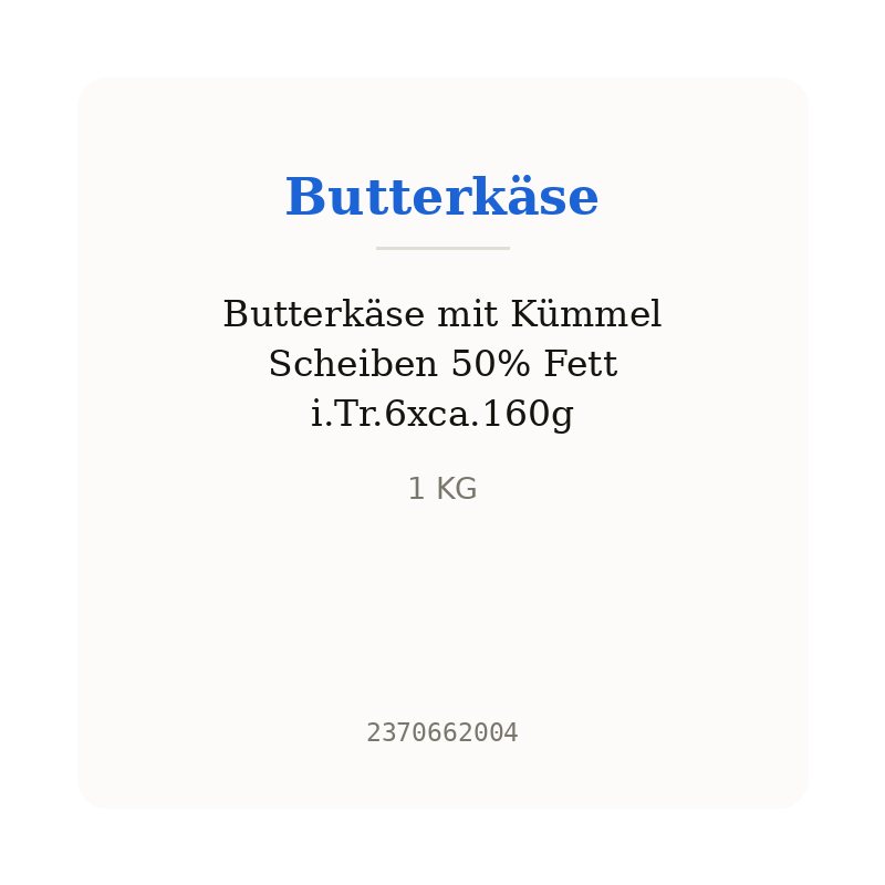 Butterkäse mit Kümmel Scheiben 50% Fett i.Tr.6xca.160g